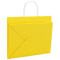 Produktbild för Papperspåsar 250 st med handtag gul 32x22x24 cm