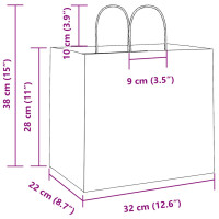 Produktbild för Papperspåsar 250 st med handtag gul 32x22x28 cm