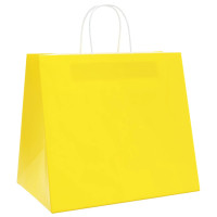 Produktbild för Papperspåsar 250 st med handtag gul 32x22x28 cm