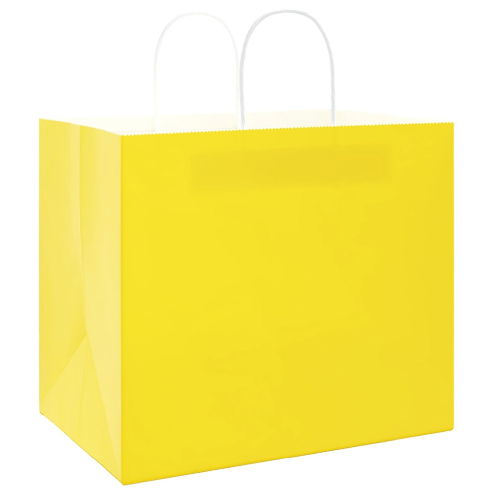 Produktbild för Papperspåsar 250 st med handtag gul 32x22x28 cm