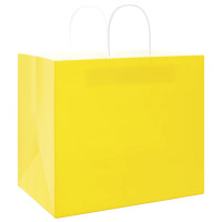 Produktbild för Papperspåsar 250 st med handtag gul 32x22x28 cm