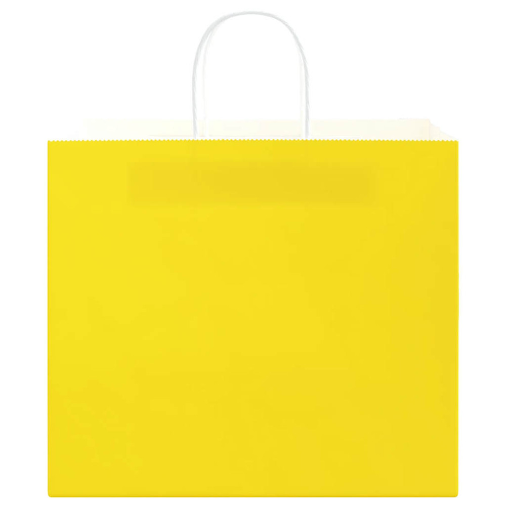 Produktbild för Papperspåsar 250 st med handtag gul 32x22x28 cm