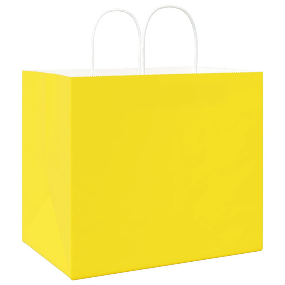 Produktbild för Papperspåsar 250 st med handtag gul 32x22x28 cm