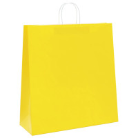 Produktbild för Papperspåsar 250 st med handtag gul 45x17x48 cm