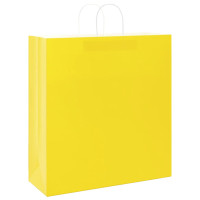 Produktbild för Papperspåsar 250 st med handtag gul 45x17x48 cm
