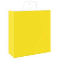 Produktbild för Papperspåsar 250 st med handtag gul 45x17x48 cm