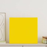Produktbild för Papperspåsar 250 st med handtag gul 54x15x49 cm