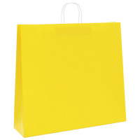 Produktbild för Papperspåsar 250 st med handtag gul 54x15x49 cm