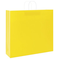 Produktbild för Papperspåsar 250 st med handtag gul 54x15x49 cm