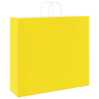 Produktbild för Papperspåsar 250 st med handtag gul 54x15x49 cm