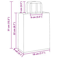 Produktbild för Papperspåsar 50 st med handtag brun 18x8x22 cm
