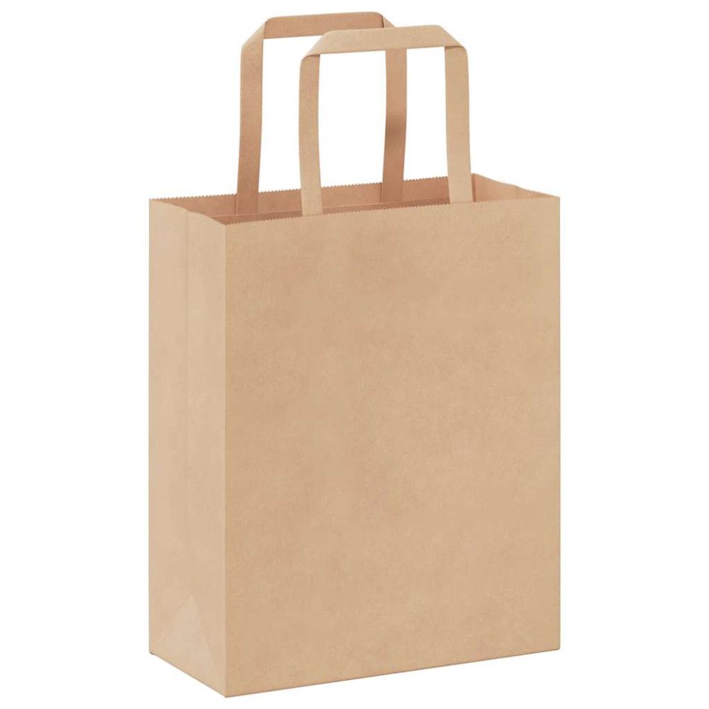 Produktbild för Papperspåsar 50 st med handtag brun 18x8x22 cm