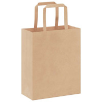 Produktbild för Papperspåsar 50 st med handtag brun 18x8x22 cm