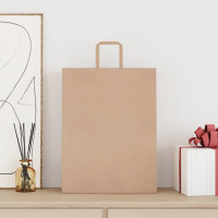 Produktbild för Papperspåsar 50 st med handtag brun 32x12x42 cm