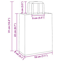Produktbild för Papperspåsar 250 st med handtag brun 18x8x22 cm