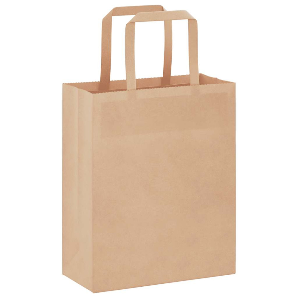 Produktbild för Papperspåsar 250 st med handtag brun 18x8x22 cm