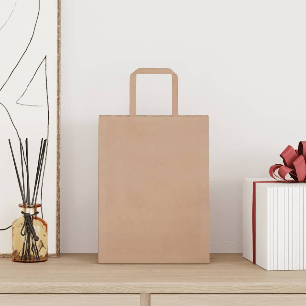 Produktbild för Papperspåsar 250 st med handtag brun 21x11x28 cm