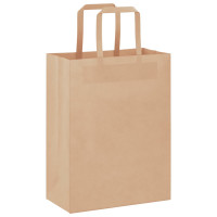 Produktbild för Papperspåsar 250 st med handtag brun 21x11x28 cm
