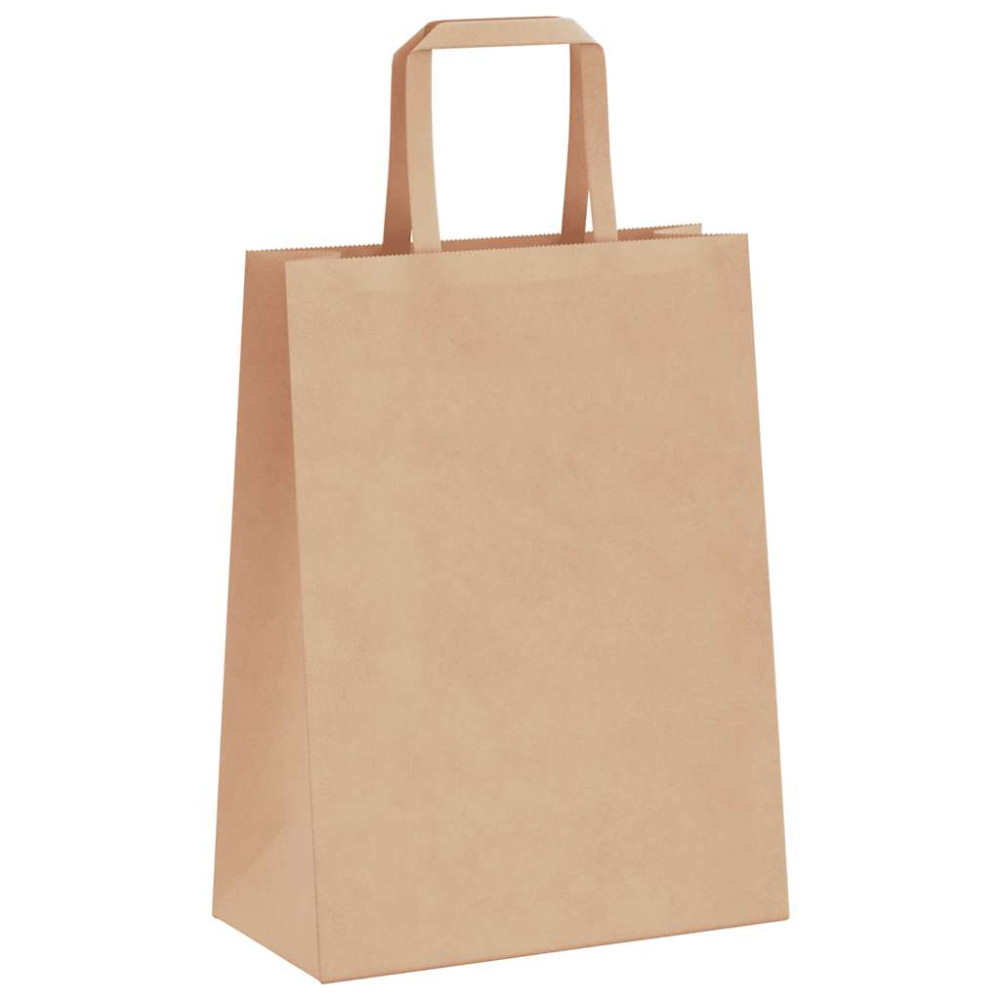 Produktbild för Papperspåsar 250 st med handtag brun 21x11x28 cm