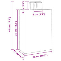 Produktbild för Papperspåsar 250 st med handtag brun 26x12x35 cm