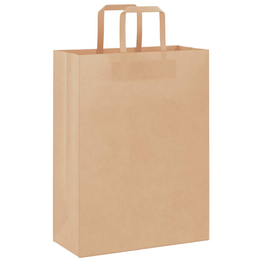 Produktbild för Papperspåsar 250 st med handtag brun 26x12x35 cm