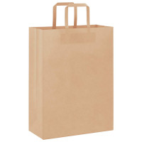 Produktbild för Papperspåsar 250 st med handtag brun 26x12x35 cm