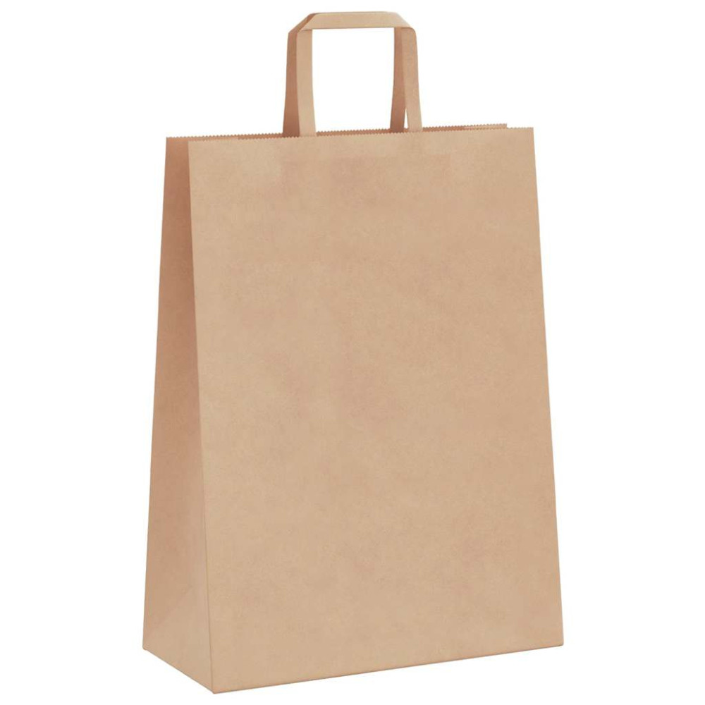 Produktbild för Papperspåsar 250 st med handtag brun 26x12x35 cm