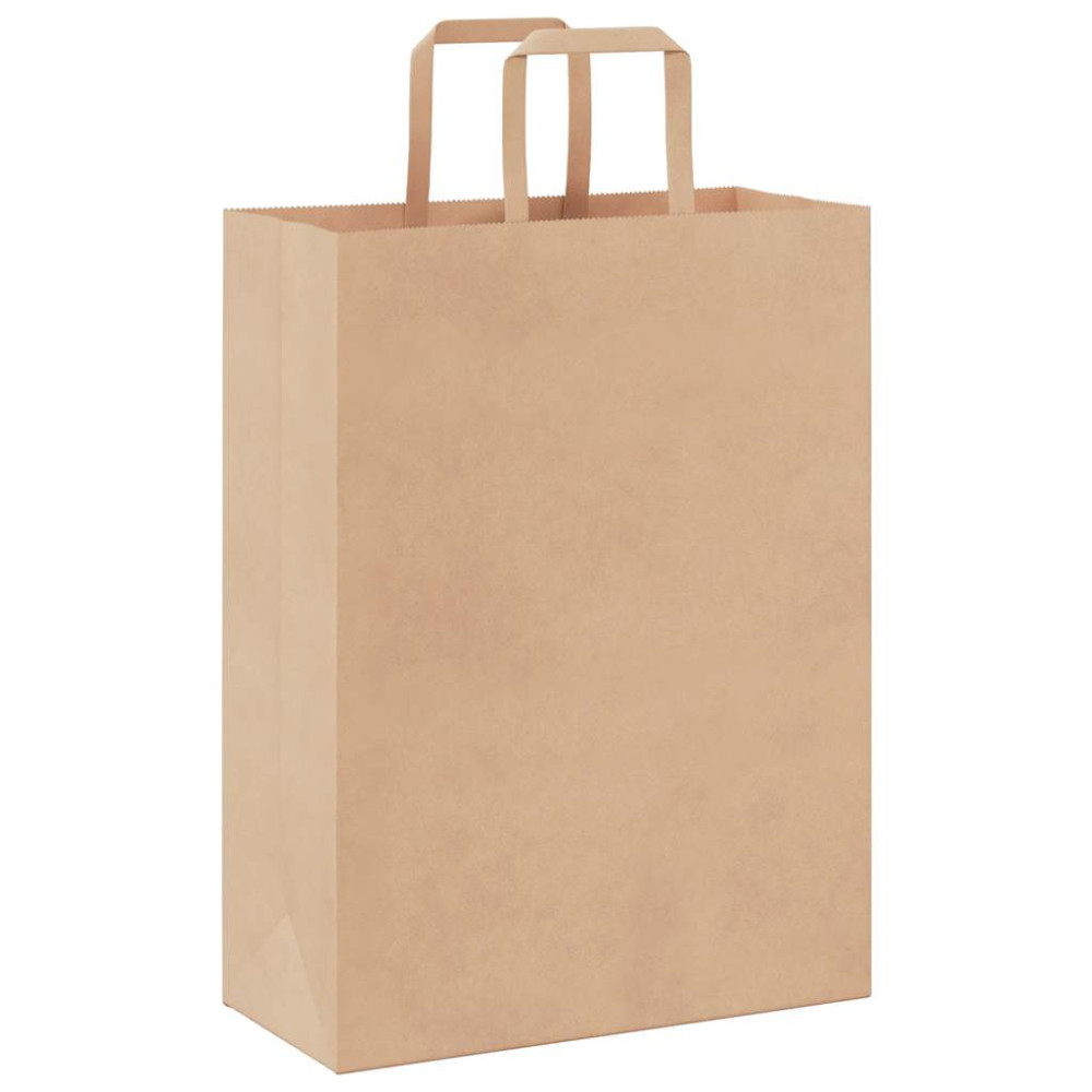 Produktbild för Papperspåsar 250 st med handtag brun 26x12x35 cm
