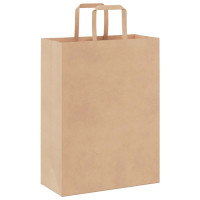 Produktbild för Papperspåsar 250 st med handtag brun 26x12x35 cm