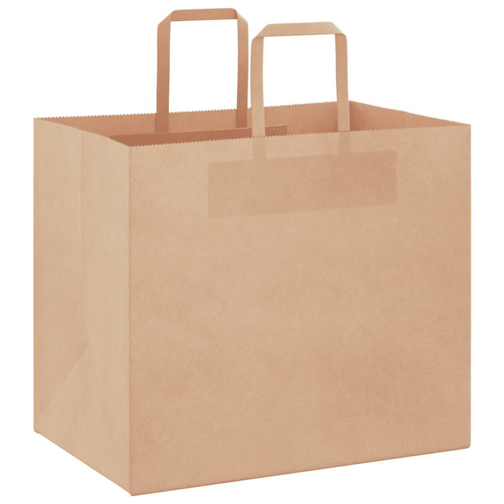 Produktbild för Papperspåsar 250 st med handtag brun 32x22x28 cm