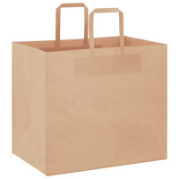 Produktbild för Papperspåsar 250 st med handtag brun 32x22x28 cm