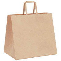 Produktbild för Papperspåsar 250 st med handtag brun 32x22x28 cm