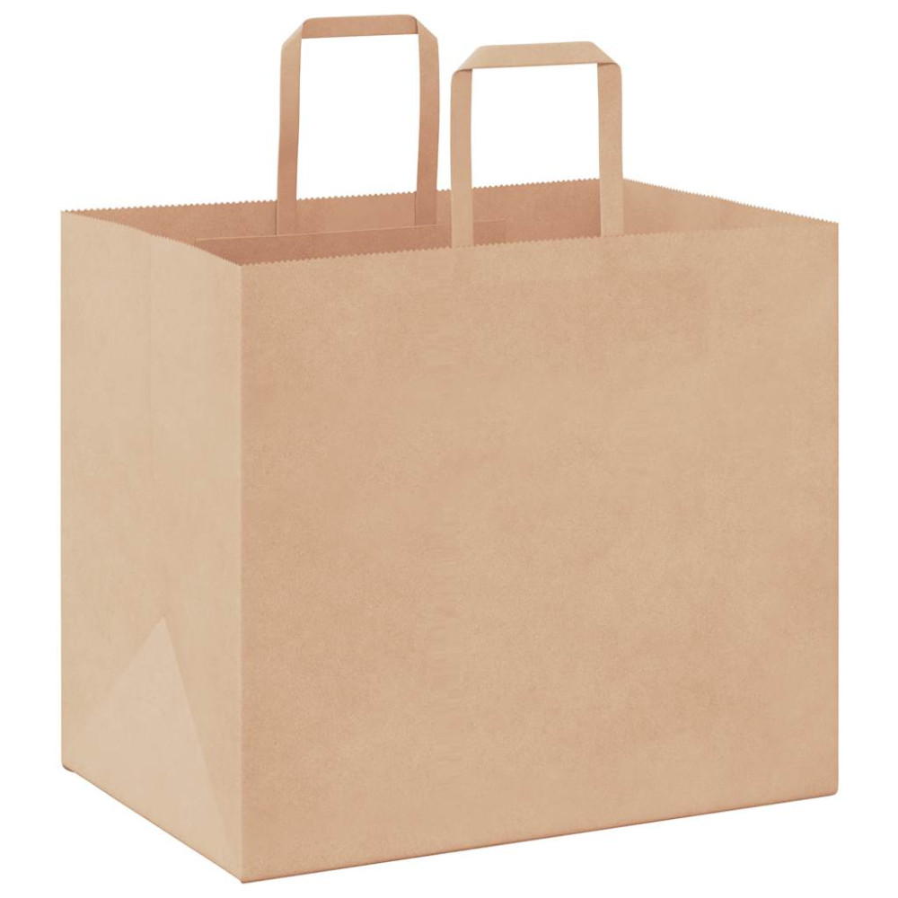 Produktbild för Papperspåsar 250 st med handtag brun 32x22x28 cm