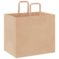 Produktbild för Papperspåsar 250 st med handtag brun 32x22x28 cm
