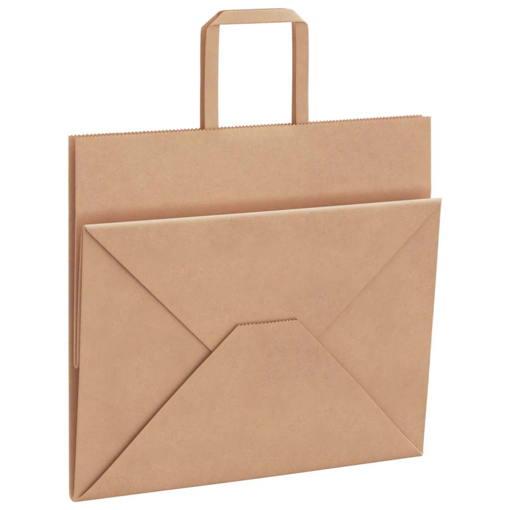 Produktbild för Papperspåsar 250 st med handtag brun 32x22x28 cm