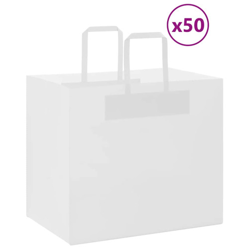 vidaXL Papperspåsar 50 st med handtag vit 32x22x28 cm