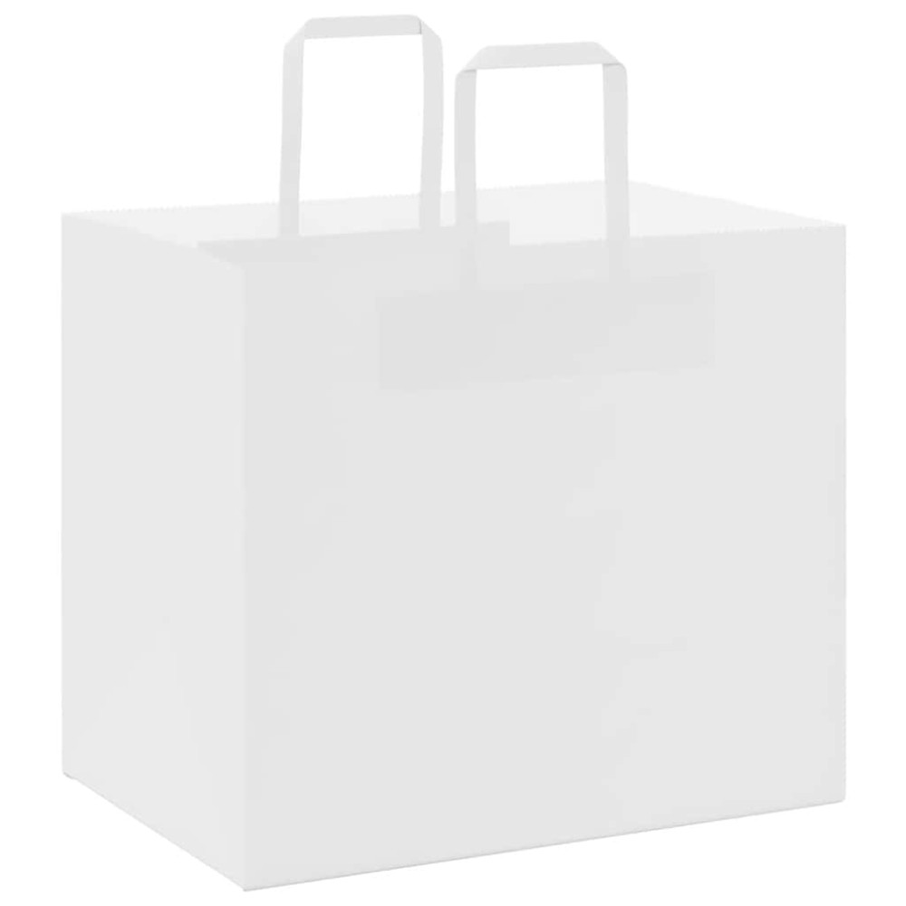 Produktbild för Papperspåsar 50 st med handtag vit 32x22x28 cm