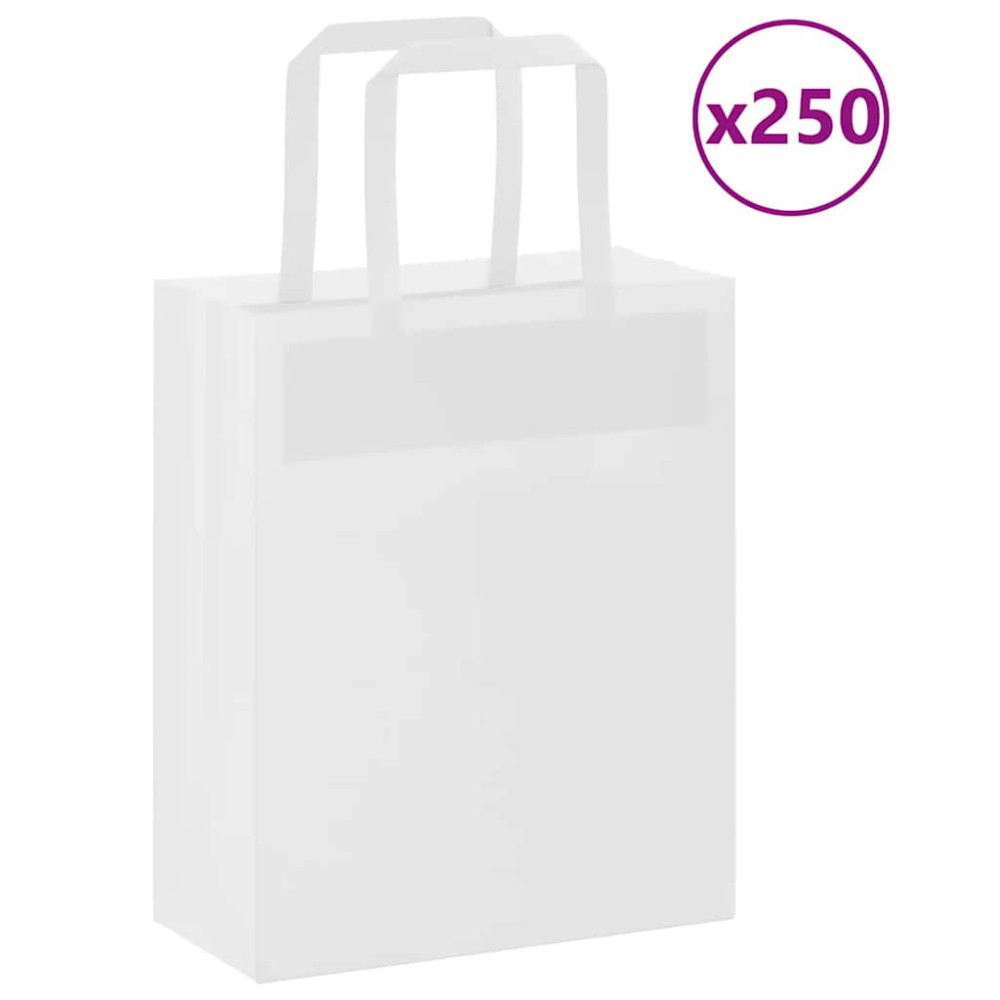 Produktbild för Papperspåsar 250 st med handtag vit 18x8x22 cm