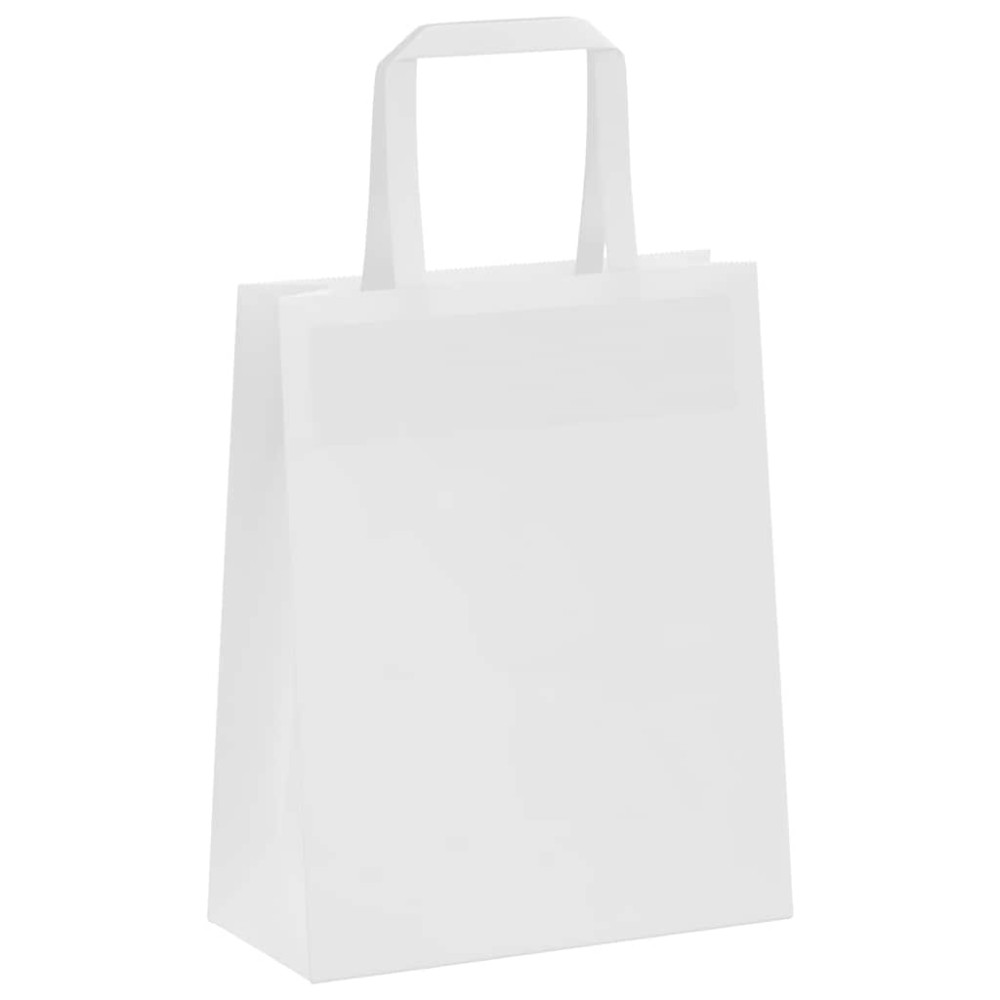 Produktbild för Papperspåsar 250 st med handtag vit 18x8x22 cm