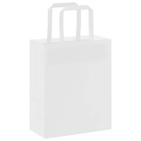 Produktbild för Papperspåsar 250 st med handtag vit 18x8x22 cm