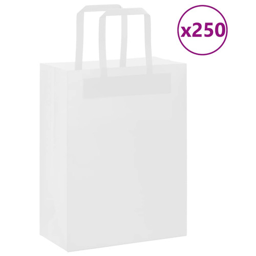 vidaXL Papperspåsar 250 st med handtag vit 21x11x28 cm