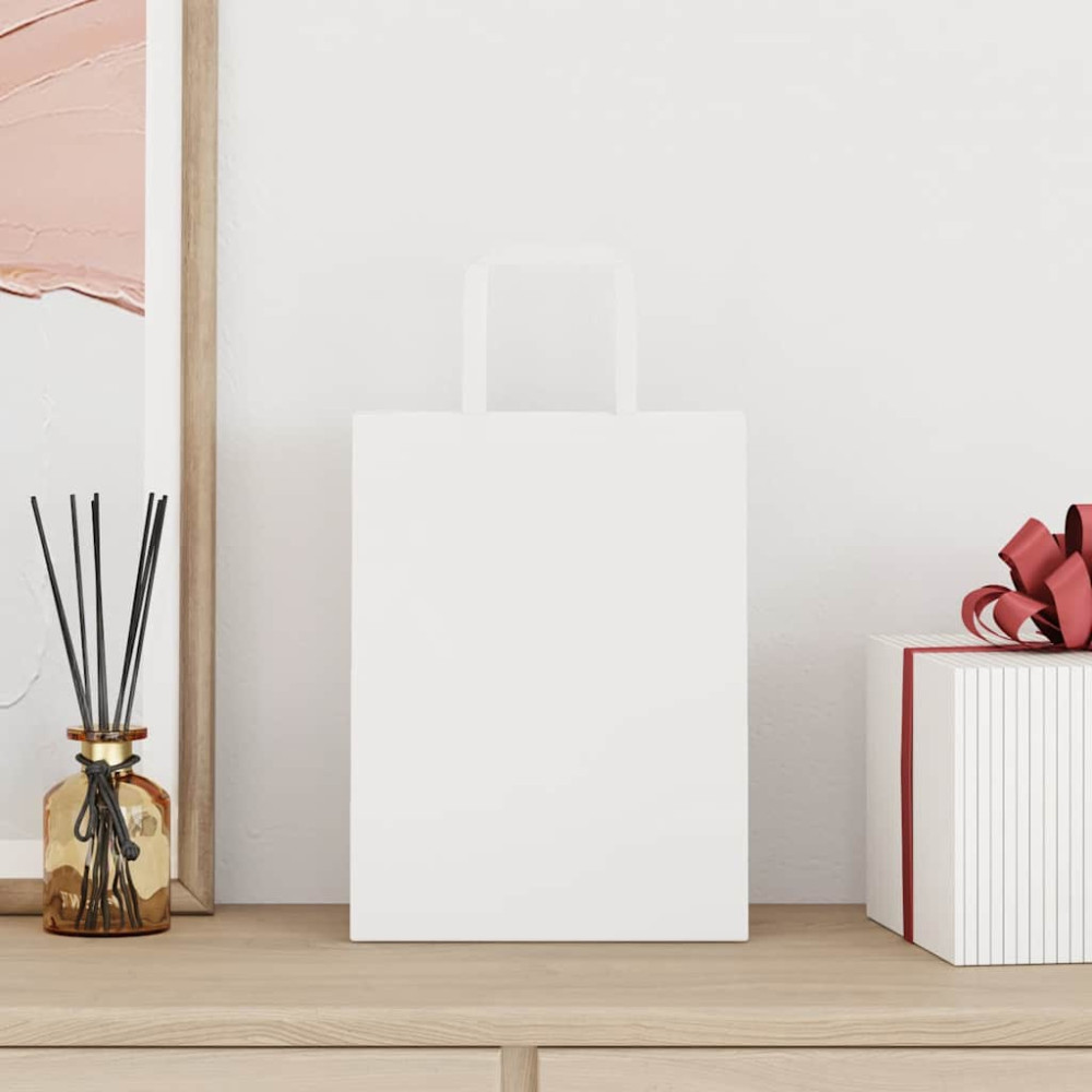 Produktbild för Papperspåsar 250 st med handtag vit 21x11x28 cm