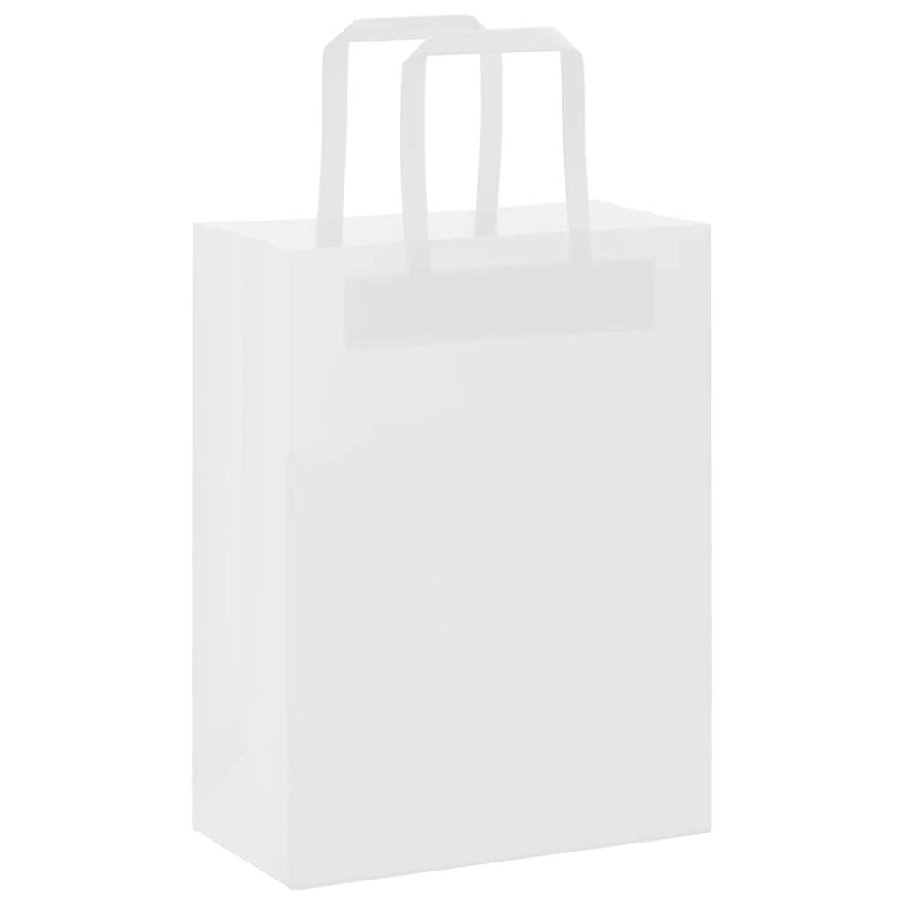 Produktbild för Papperspåsar 250 st med handtag vit 21x11x28 cm