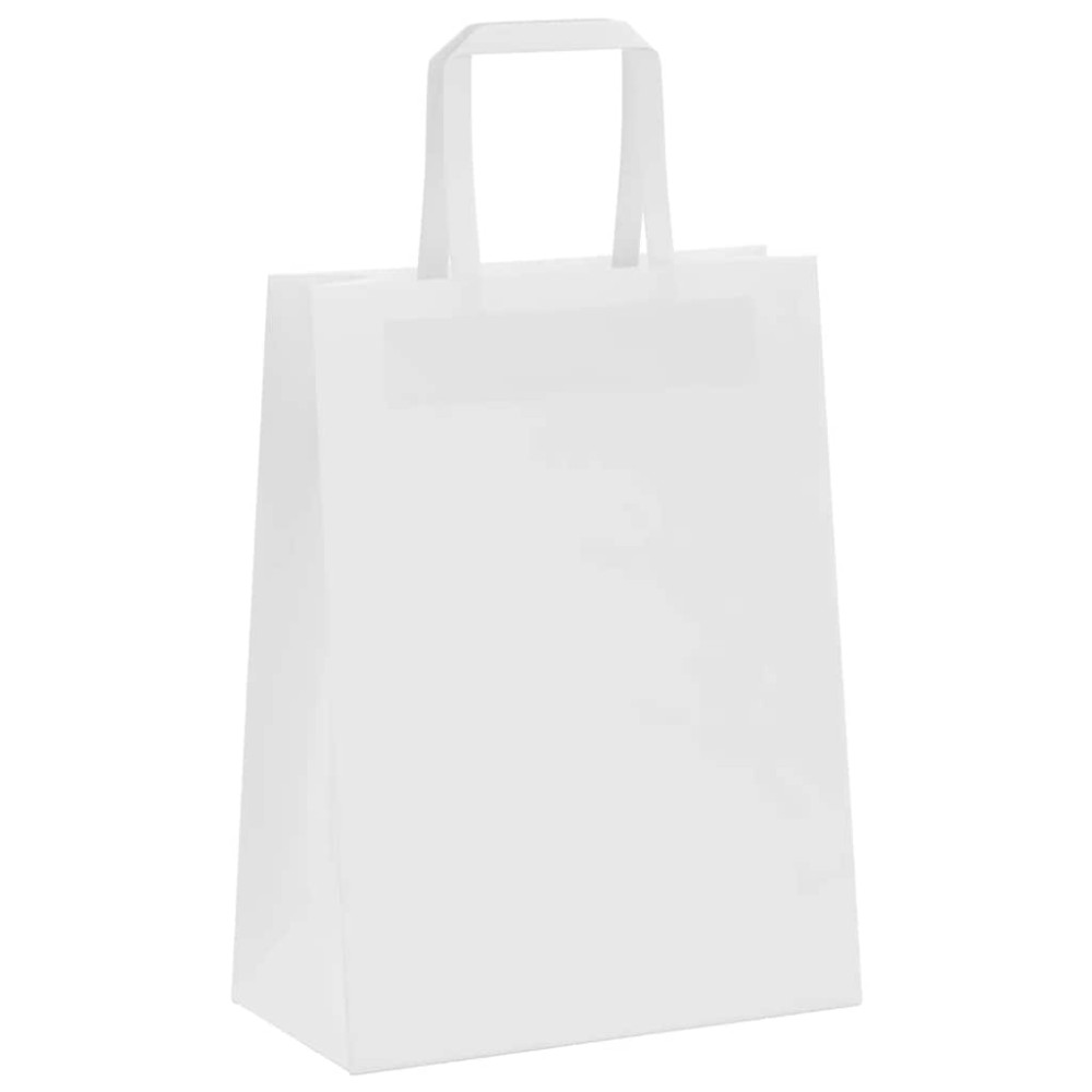 Produktbild för Papperspåsar 250 st med handtag vit 21x11x28 cm