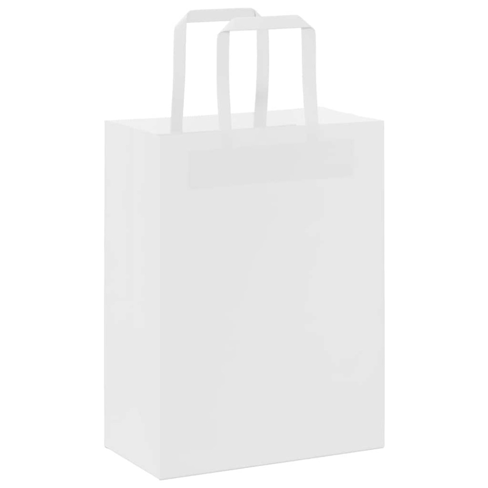 Produktbild för Papperspåsar 250 st med handtag vit 21x11x28 cm