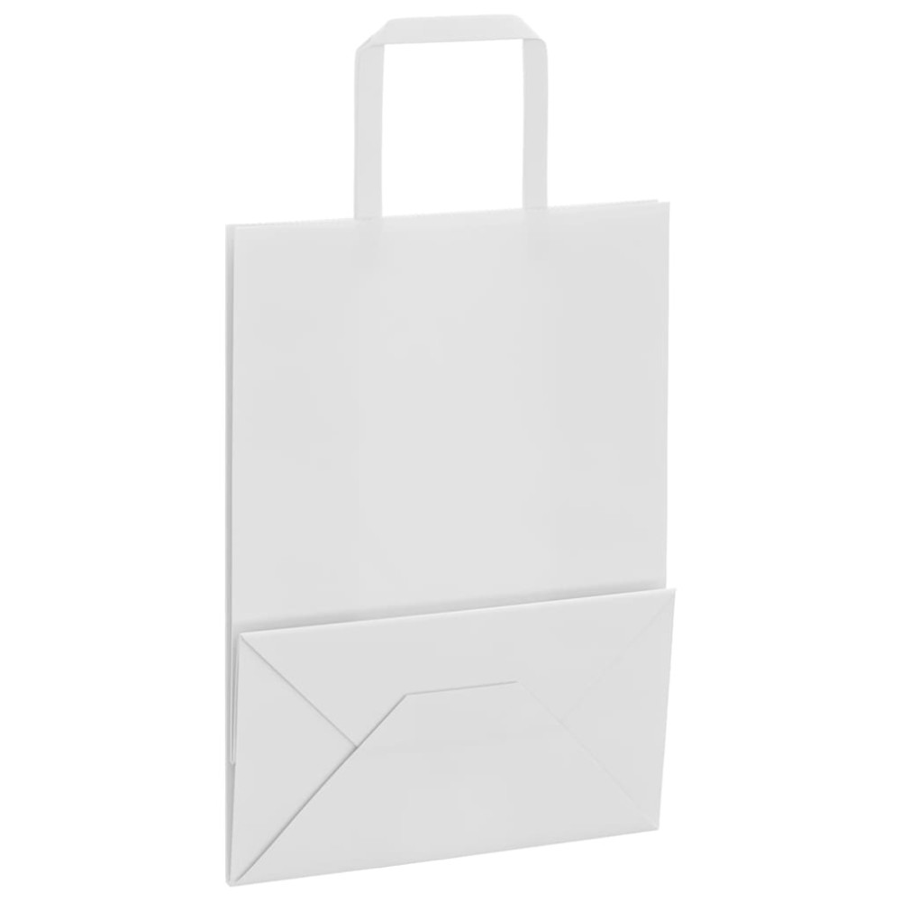 Produktbild för Papperspåsar 250 st med handtag vit 21x11x28 cm