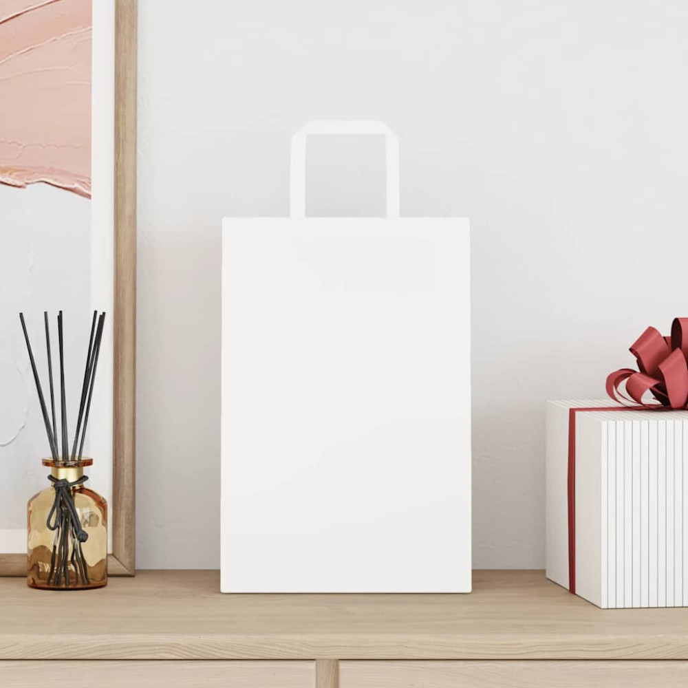 Produktbild för Papperspåsar 250 st med handtag vit 21x11x31 cm