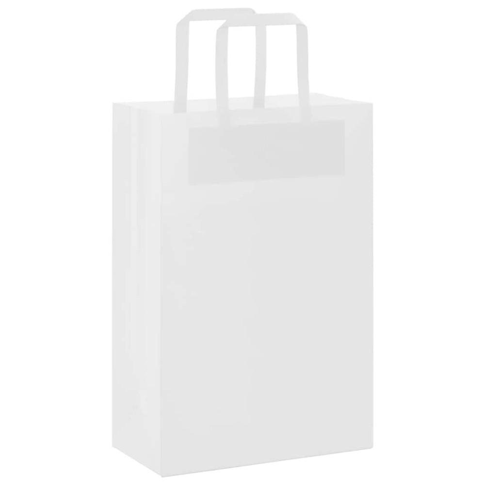 Produktbild för Papperspåsar 250 st med handtag vit 21x11x31 cm