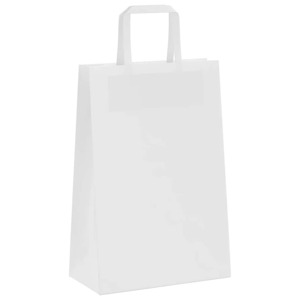 Produktbild för Papperspåsar 250 st med handtag vit 21x11x31 cm