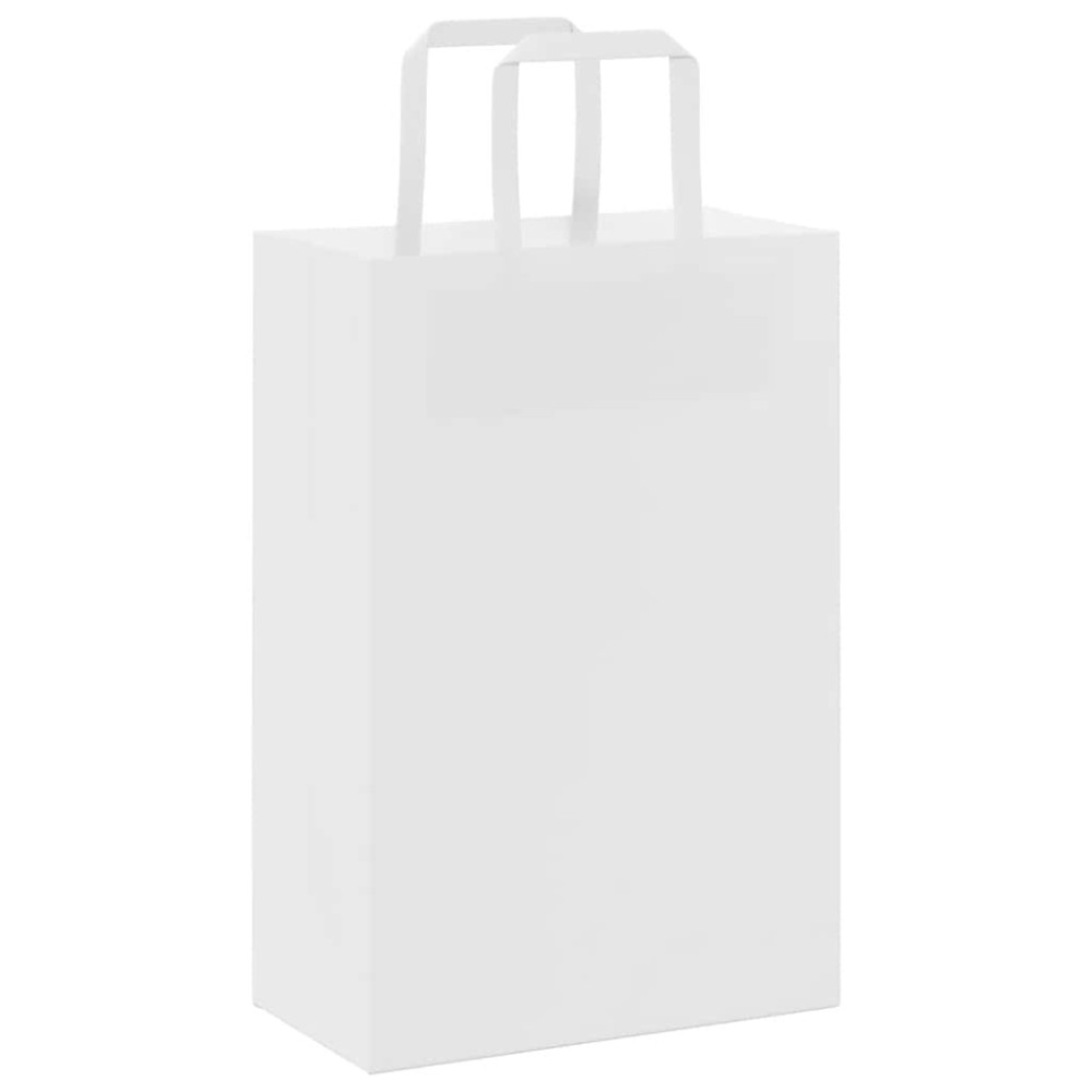 Produktbild för Papperspåsar 250 st med handtag vit 21x11x31 cm